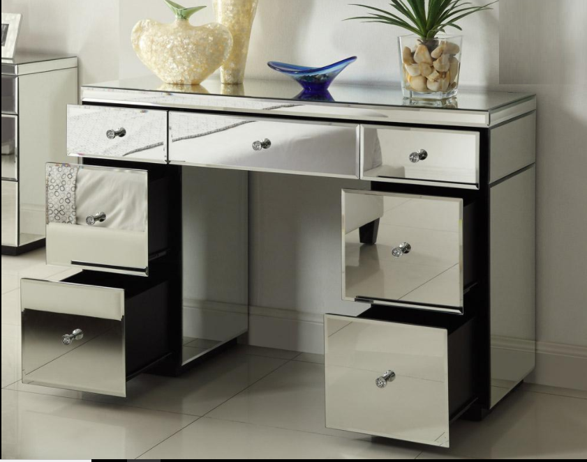CRYSTAL 7 Drawer Mirrored dressing table back4more