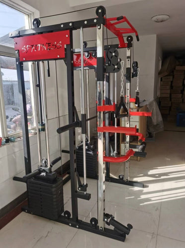 Model J009S functional trainer smith machine 150kg combined weight stack (2*75kg stacks) included + pin loaded hooks GYM