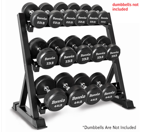 Horizontal dumbbell Rack/storage Stand Hex Weight Heavy Duty 3 Tier Wide Home Gym Fitness