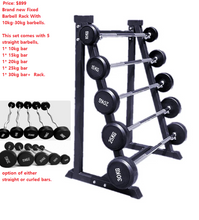 Load image into Gallery viewer, NEW Fixed Barbell Rack With 10kg-30kg barbells Solid shaft on each bar &amp; a rack that holds 5 bars gym