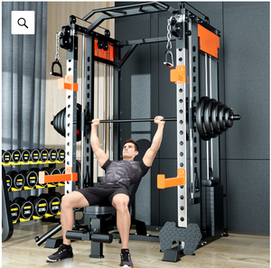 Model J009S functional trainer smith machine 150kg combined weight stack (2*75kg stacks) included + pin loaded hooks GYM