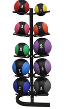 Load image into Gallery viewer, 10 Rubber Medicine Ball Kit Complete Set with Rack 1kg to 10kg balls gym