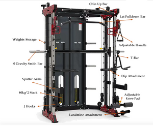 Brand new commrcial grade SQUAT RACK Functional Trainer smith machine GYM 100kg weight stack ( 2*50kg stacks)