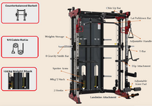 Load image into Gallery viewer, Brand new commrcial grade SQUAT RACK Functional Trainer smith machine GYM 100kg weight stack ( 2*50kg stacks)