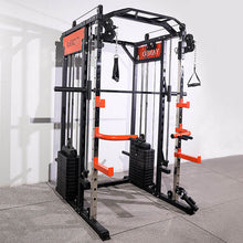 Load image into Gallery viewer, Model J009S functional trainer smith machine 150kg combined weight stack (2*75kg stacks) included + pin loaded hooks GYM
