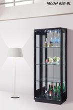 Load image into Gallery viewer, Black mirrored back Glass &amp; wood Display Cabinet Show Case Storage wall model 620