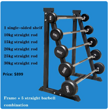 Load image into Gallery viewer, NEW Fixed Barbell Rack With 10kg-30kg barbells Solid shaft on each bar &amp; a rack that holds 5 bars gym