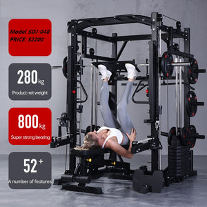 Model SDJ-048 functional trainer smith machine power rack 150kg combined weight stack ( 2*75kg stacks) included + pin loaded hooks GYM