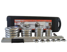 Load image into Gallery viewer, 50kg metal weight plate set barbell dumbbell bars &amp; carry case GYM