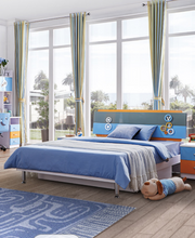 Load image into Gallery viewer, boys blue &amp; orange single bed &amp; storage bed