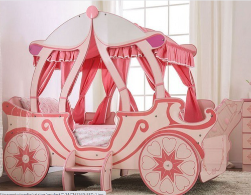 Model AM03 pink carriage bed girls single bed princess bed