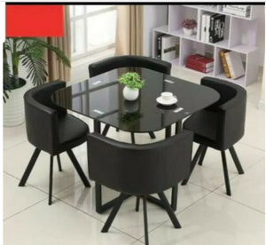 NEW MODERN space saver collection Glass or wooden Dining Table & 4 Chairs Set fabric or leather chairs