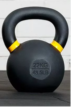 Load image into Gallery viewer, Cast iron Kettle bells color coded 4kg to 32 kg Powder Coating gym gear