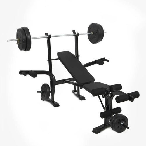 Weight Bench Press Multi-Station Fitness 7in1 Gym Equipment includes 100LBS ( 45kg) & barbell