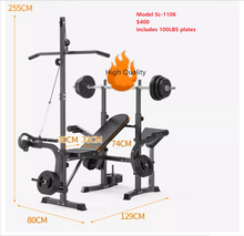 Load image into Gallery viewer, Brand new Weight Bench Press Multi-Station Fitness Gym Equipment includes( 45kg) weight plates &amp; barbell