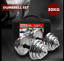 Load image into Gallery viewer, brand new metal weight plate set barbell  dumbbell bars &amp; carry case 15kg sets upto 50kg sets gym sets GYM