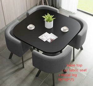 NEW MODERN space saver collection Glass or wooden Dining Table & 4 Chairs Set fabric or leather chairs