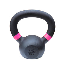 Load image into Gallery viewer, Cast iron Kettle bells color coded 4kg to 32 kg Powder Coating gym gear