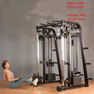 MODEL #0009 Brand new Functional Trainer smith machine commrcial grade SQUAT RACK GYM 70kg weight stack ( 2*35kg stacks)
