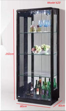 Load image into Gallery viewer, Black mirrored back Glass &amp; wood Display Cabinet Show Case Storage wall model 620