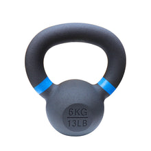 Load image into Gallery viewer, Cast iron Kettle bells color coded 4kg to 32 kg Powder Coating gym gear