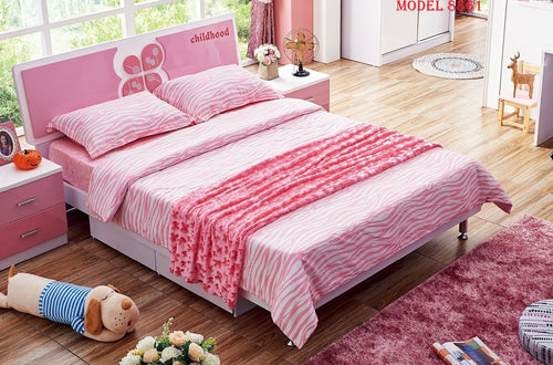 girls pink single bed & storage flower bed pink