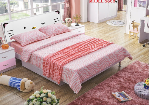 girls single bed & storage kitty bed pink