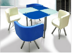 NEW MODERN space saver collection Glass or wooden Dining Table & 4 Chairs Set fabric or leather chairs