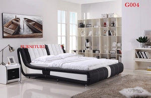 Model G004 MODERN DESIGNED black & white PU LEATHER BED FRAME