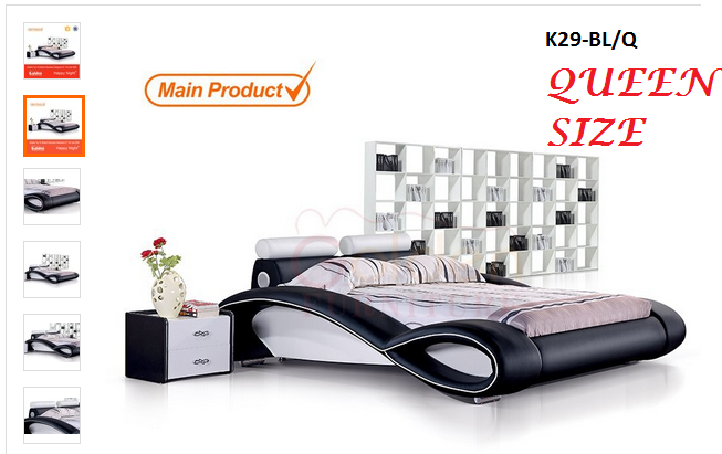 MODEL K29 ITALIAN DESIGN BLACK & white PU LEATHER BED FRAME