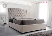 Load image into Gallery viewer, Model B2001- beige KING OR QUEEN SIZE BEIGE BUTTONED FABRIC BED FRAME