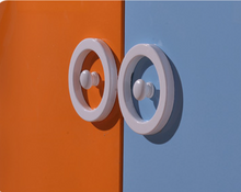 Load image into Gallery viewer, 3 door blue &amp; orange wardrobe