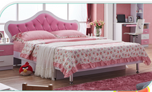 Load image into Gallery viewer, girls pink single bed &amp; storage leather bedhead