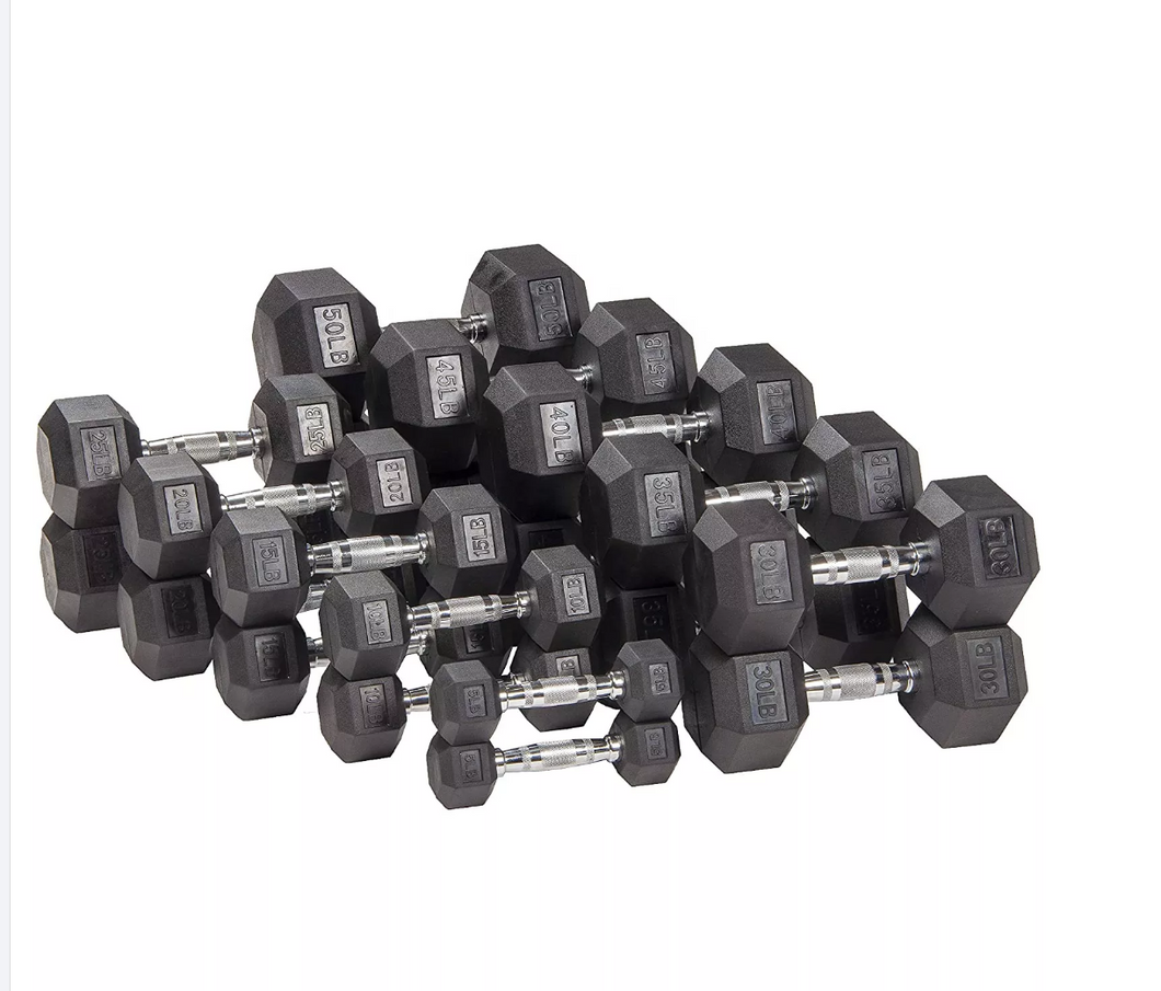 2.5-30kg Rubber Hex Dumbbell (2.5KG INCREAMENTS) total weight 390kg gym