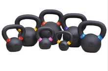 Load image into Gallery viewer, Cast iron Kettle bells color coded 4kg to 32 kg Powder Coating gym gear