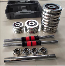 Load image into Gallery viewer, 15kg metal weight plate set barbell dumbbell bars &amp; carry case gym