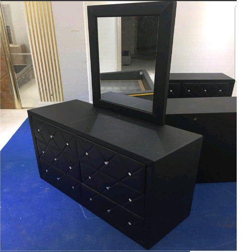 Black PU leather dressing table