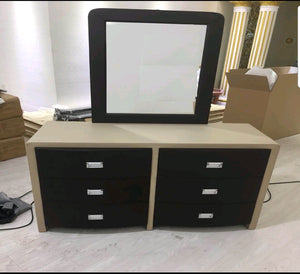 Brown/beige PU leather dressing table