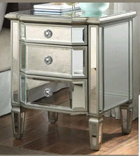 Load image into Gallery viewer, NEW VINTAGE MIRRORED BEDSIDE TABLE WITH GOLD LINING