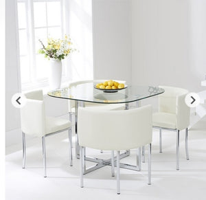 NEW MODERN space saver collection Glass or wooden Dining Table & 4 Chairs Set fabric or leather chairs