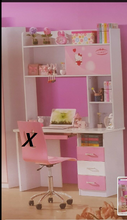 Load image into Gallery viewer, girls pink study desk &amp; hutch