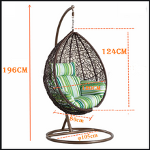 Load image into Gallery viewer, GREEN &amp; WHITE HANGING SWING  CUSHION  EGG CHAIR outdoor swing