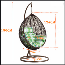 Load image into Gallery viewer, BLACK BASKET WITH RED CUSHION HANGING SWING  CUSHION  EGG CHAIR outdoor swing
