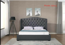 Load image into Gallery viewer, Model S09 ITALIAN DESIGNED KING OR QUEEN SIZE DARK GREY BUTTONED FABRIC BED FRAME