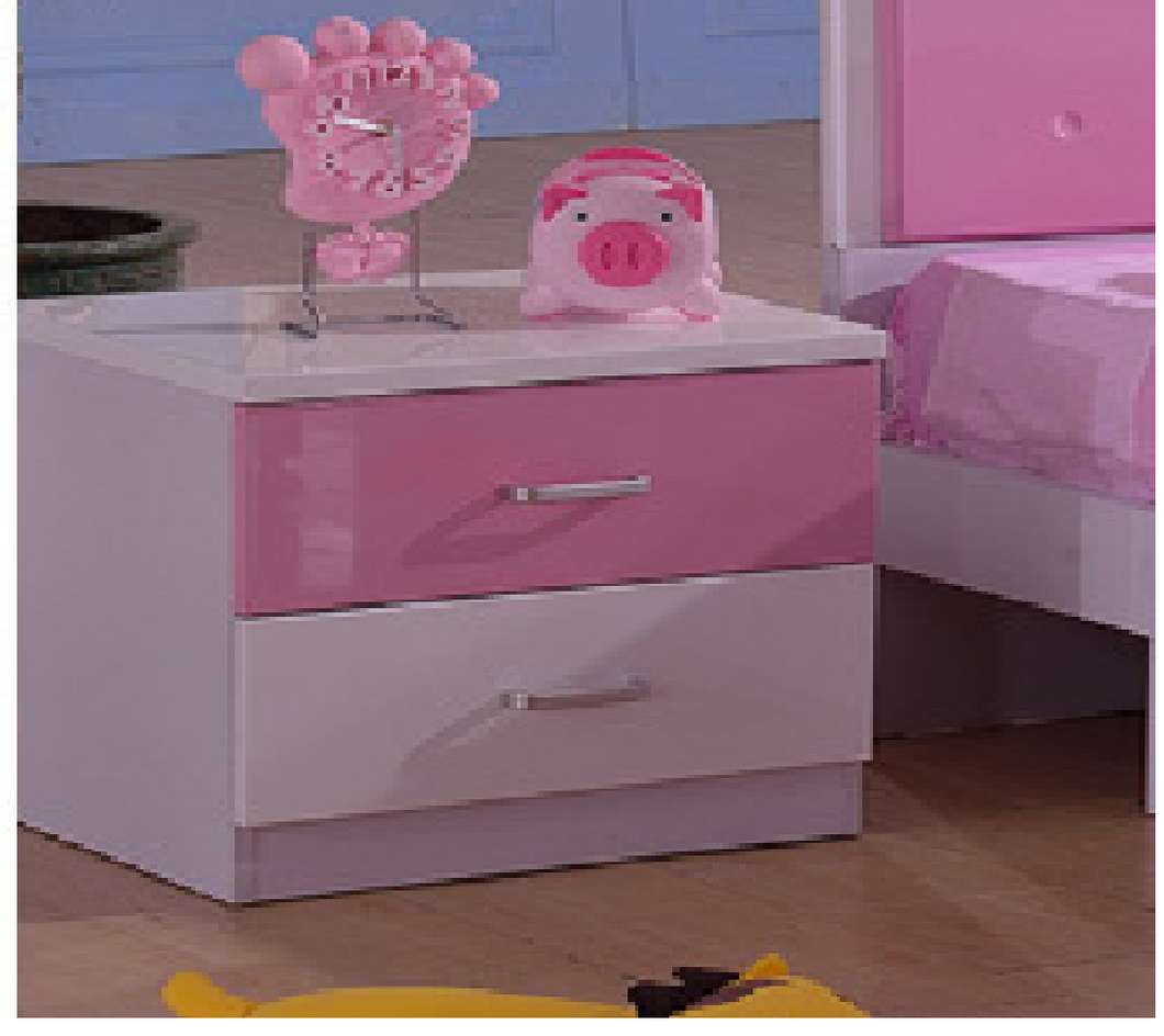 Pink/white kids bedside table