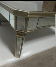 Load image into Gallery viewer, Mirrored vintage gold  Coffee Table textured glass