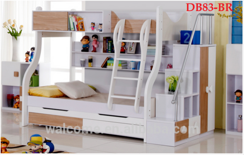 MODEL DB83 SINGLE OVER Double Brown BUNK BED+TRUNDLE+STAIRCASE+DRAWERS Childrens Bedroom
