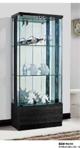 Black mirrored back Glass & wood Display Cabinet Show Case Storage wall model 650