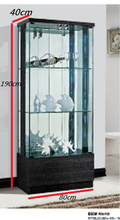 Load image into Gallery viewer, Black mirrored back Glass &amp; wood Display Cabinet Show Case Storage wall model 650