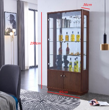 Load image into Gallery viewer, Brown mirrored back Glass &amp; wood Display Cabinet Show Case Storage wall model 683